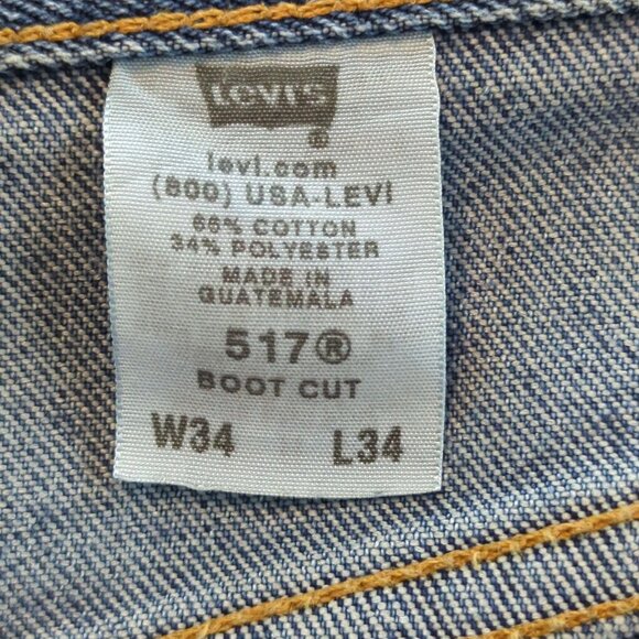Vintage Y2K Levi’s 517 Boot Cut Jeans Men’s 34‎ x34 Blue Faded Denim - Picture 5 of 16